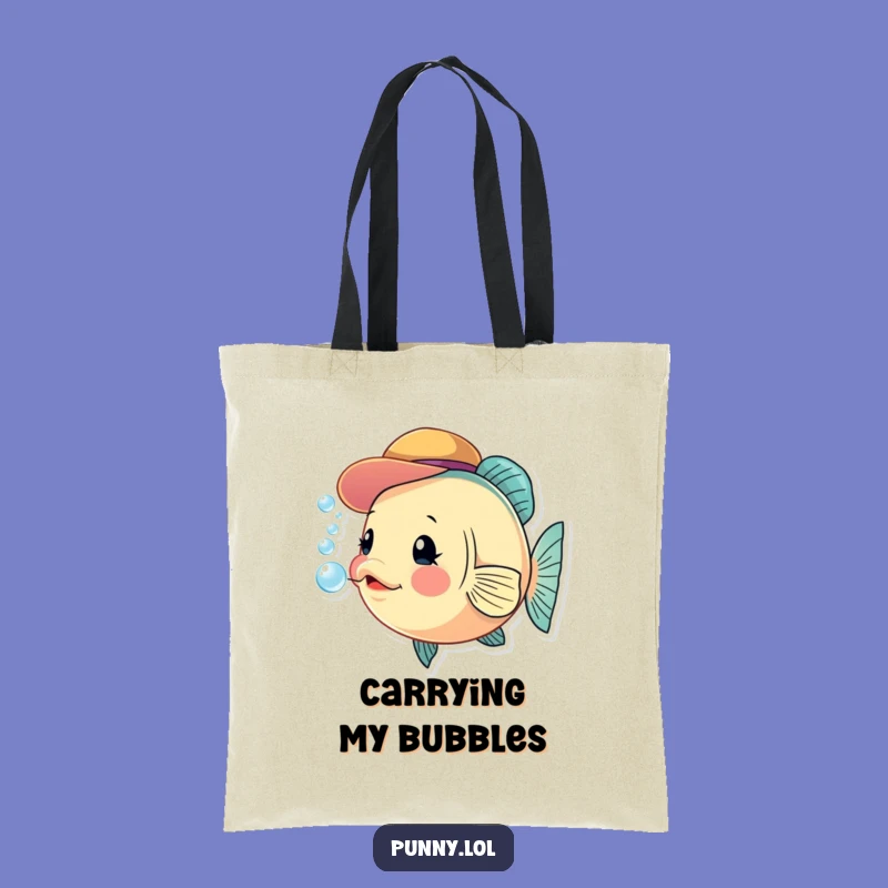 Funny Fish Hat Tote Bag: Carry Your Laughs with a Bubbling Fish Friend Gift