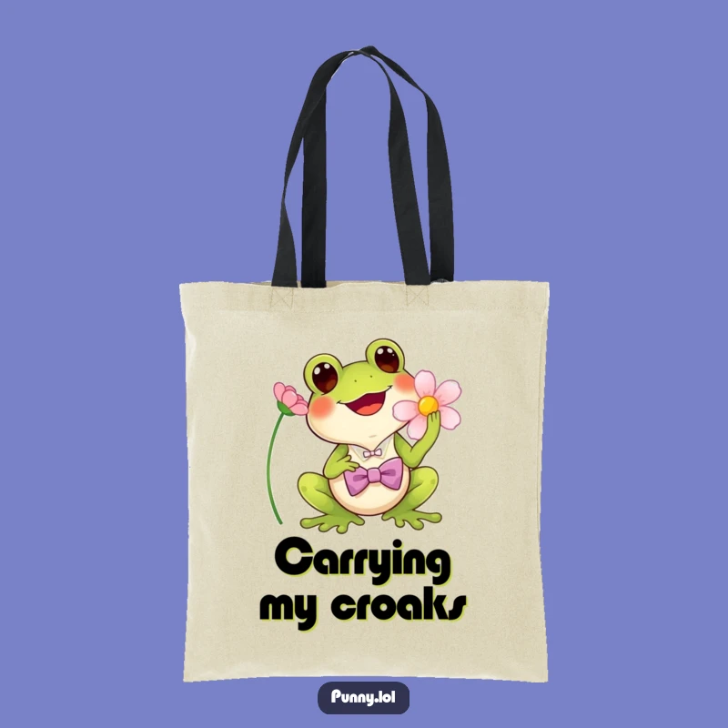 Funny Frog Bowtie Tote Bag - Singing Star Bag, Adorable Gift