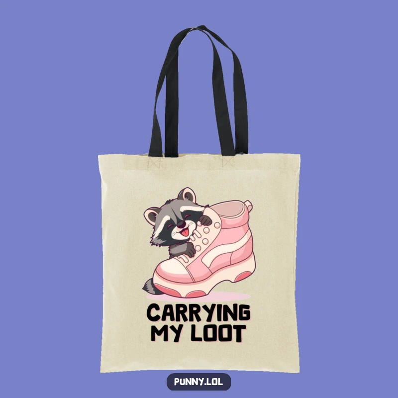 Funny Raccoon Shoe Hug Tote Bag: Carry your treasures with playful charm, a cute funny gift!