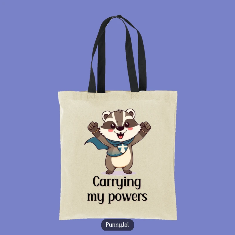 Funny Badger Superhero Tote Bag: Carry Your Strength with Heroic Flair, Great Funny Gift