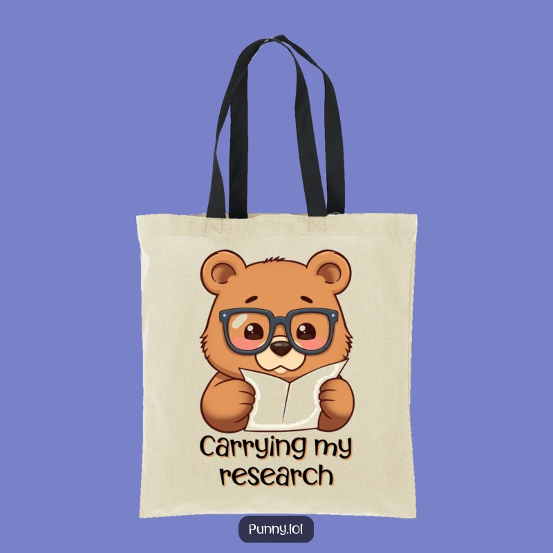 Funny Bear Scholar Tote Bag: Carry Your Knowledge, Perfect Funny Gift