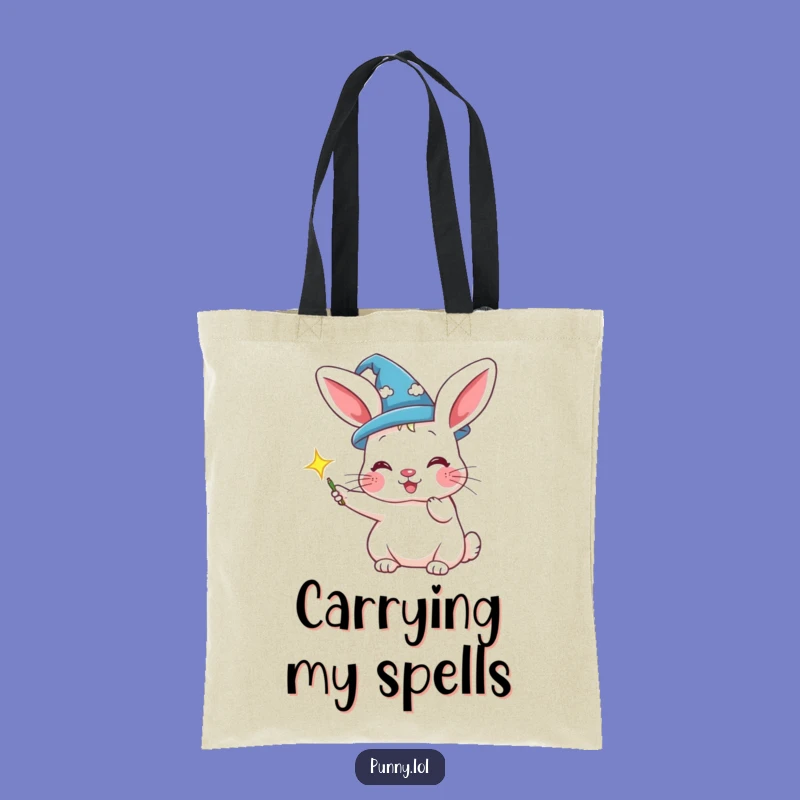 Carry Your Magic: Funny Rabbit Wizard Hat Tote Bag