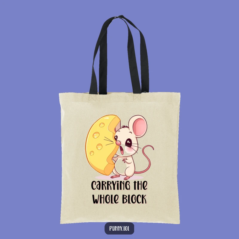 Funny Surprised Mouse Cheese Wheel Tote Bag - Carry Your Humor Stylishly