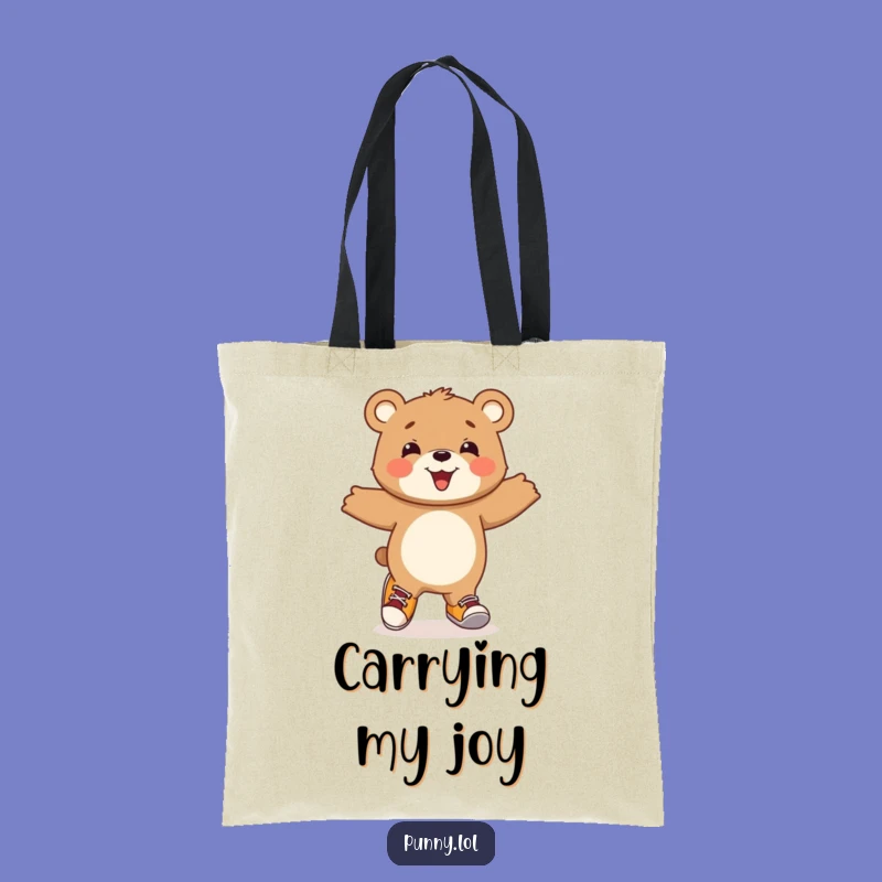 Funny Bear Cub Hopping Tote Bag: Carry Your Joy with Whimsical Style