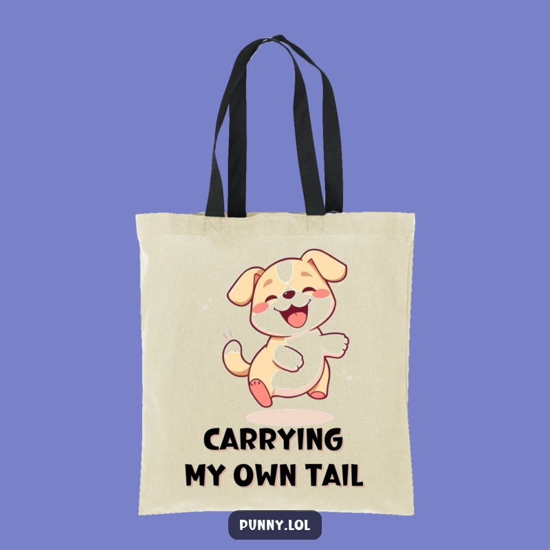 Funny Giggling Dog Chasing Tail Tote Bag - Carry Your Laughs Everywhere