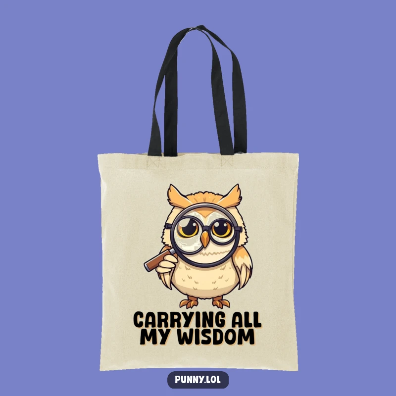 Funny Grinning Owl Monocle Tote Bag: Carry Your Laughs in Style