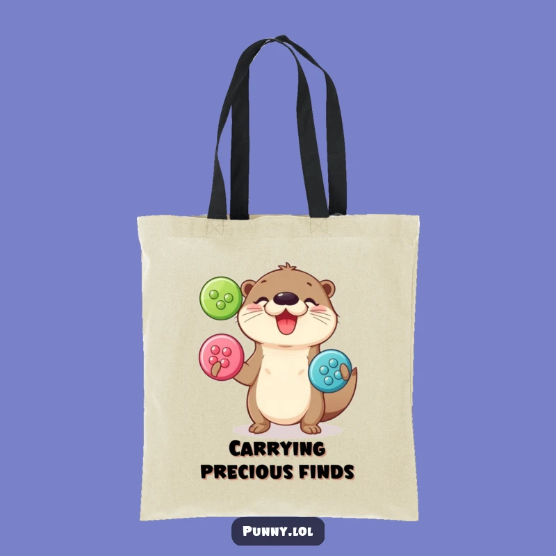 Funny Otter Juggling Tote Bag - Button Master Bag, Adorable Gift