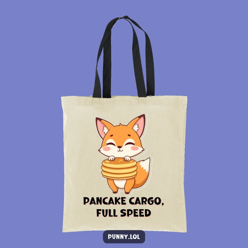 Funny Reusable Fox Pancake Tote Bag: Stylish & Hilarious Shopping Gift
